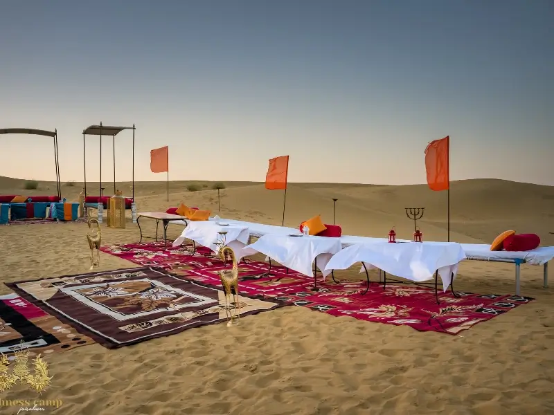 Dinner set up on the dunes